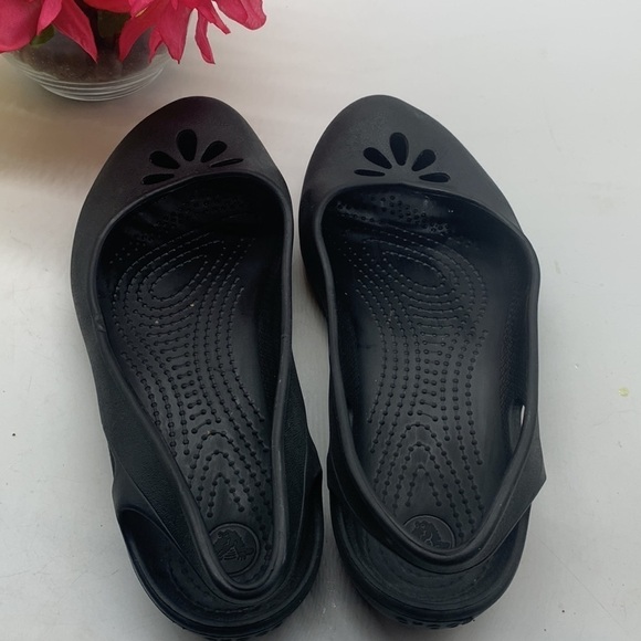 Crocs Black Sling Back flat Sandal Sz 9. CR0192A - Picture 5 of 7
